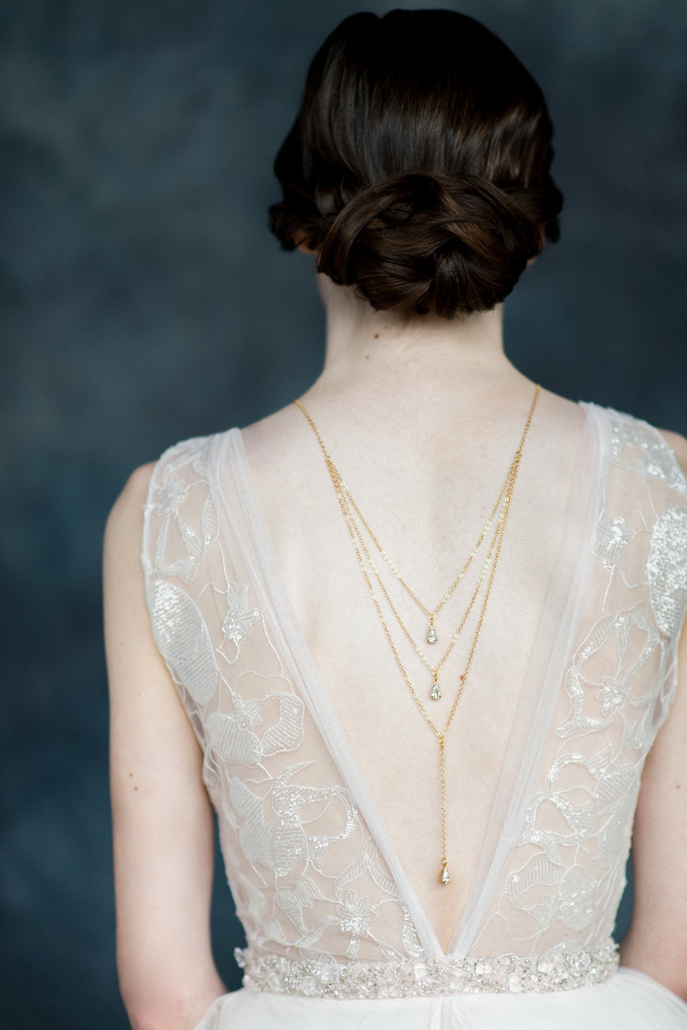 JULIA Crystal Bridal Back Drop Necklace