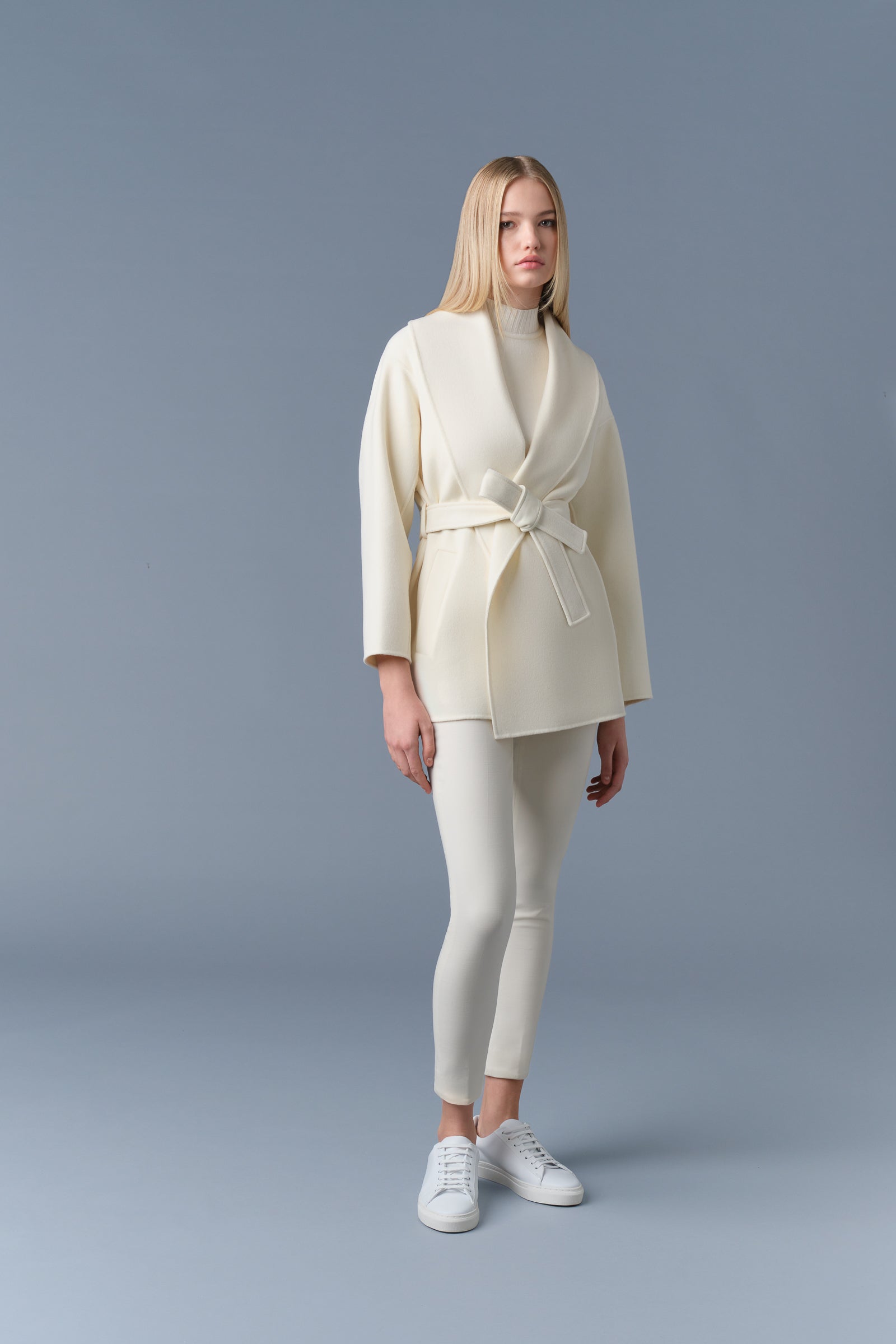Veste peignoir en laine double face TYRA
