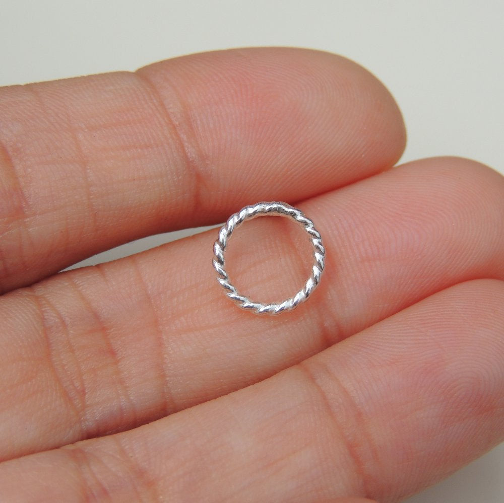 Open Circle Stud Earrings Twisted Sterling Silver Small Post Earrings