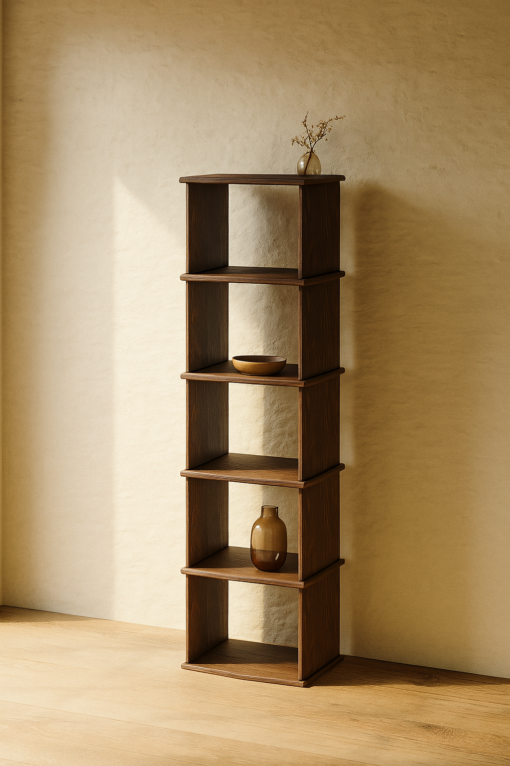 Narrow bookshelf in walnut