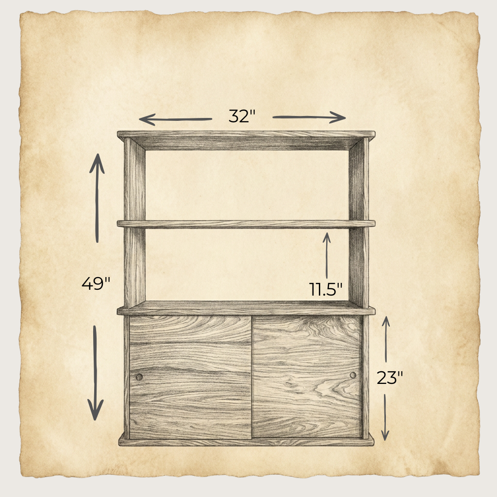 Sliding door bookcase in walnut