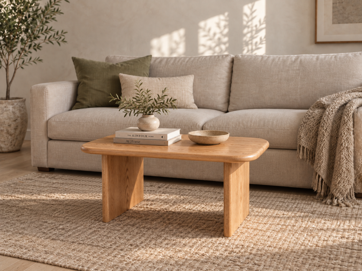40 Inch Coffee Table in Red Oak