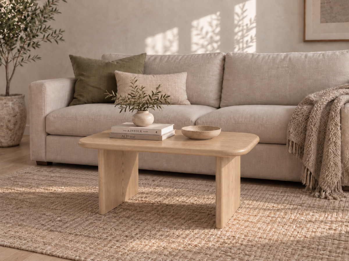 40 Inch Coffee Table in White Oak