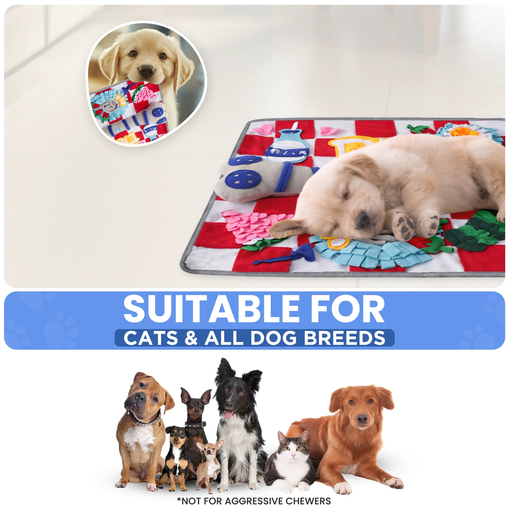 Squeaky Bone Snuffle Mat for Dogs – Interactive Foraging Fun, 24"- RETAIL LUFTPETS