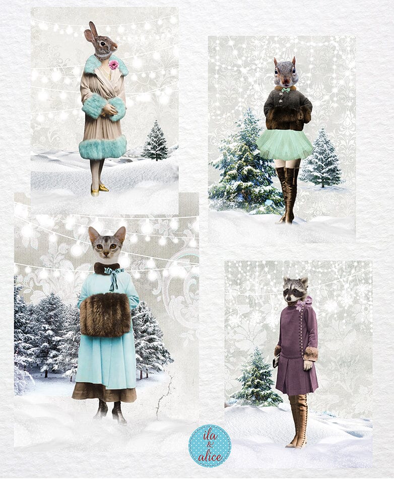 Cartes postales d'icônes de mode curieuses