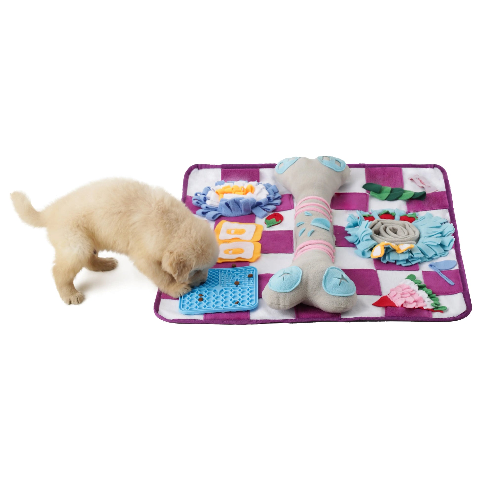 Squeaky Bone Snuffle Mat for Dogs – Interactive Foraging Fun, 24"