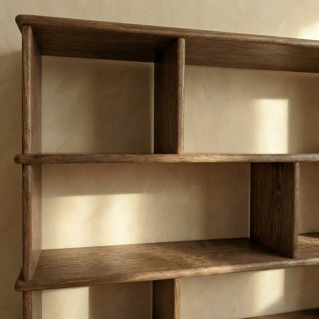 Asymmetric bookcase in walnut
