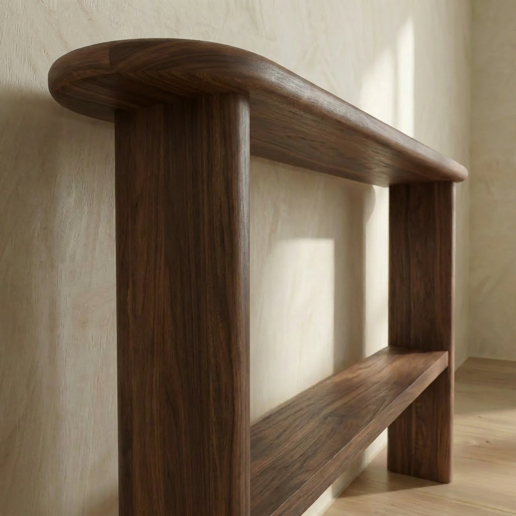 Console table with shelf in walnut