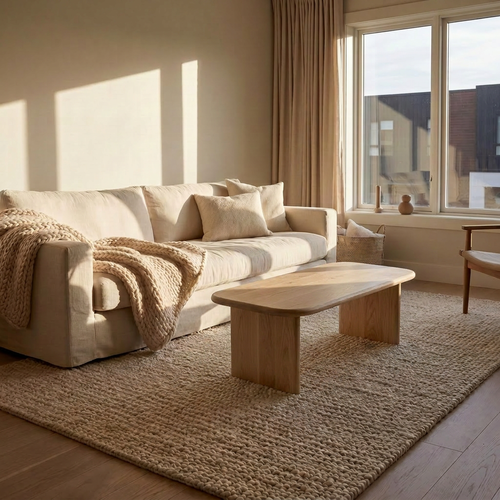 40 Inch Coffee Table in White Oak