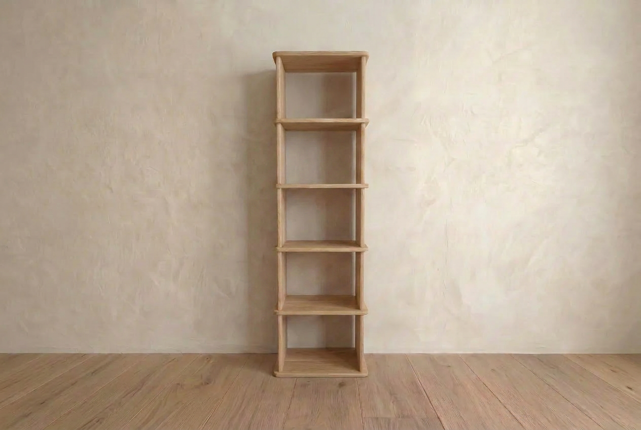 Bibliothèque étroite en chêne blanc