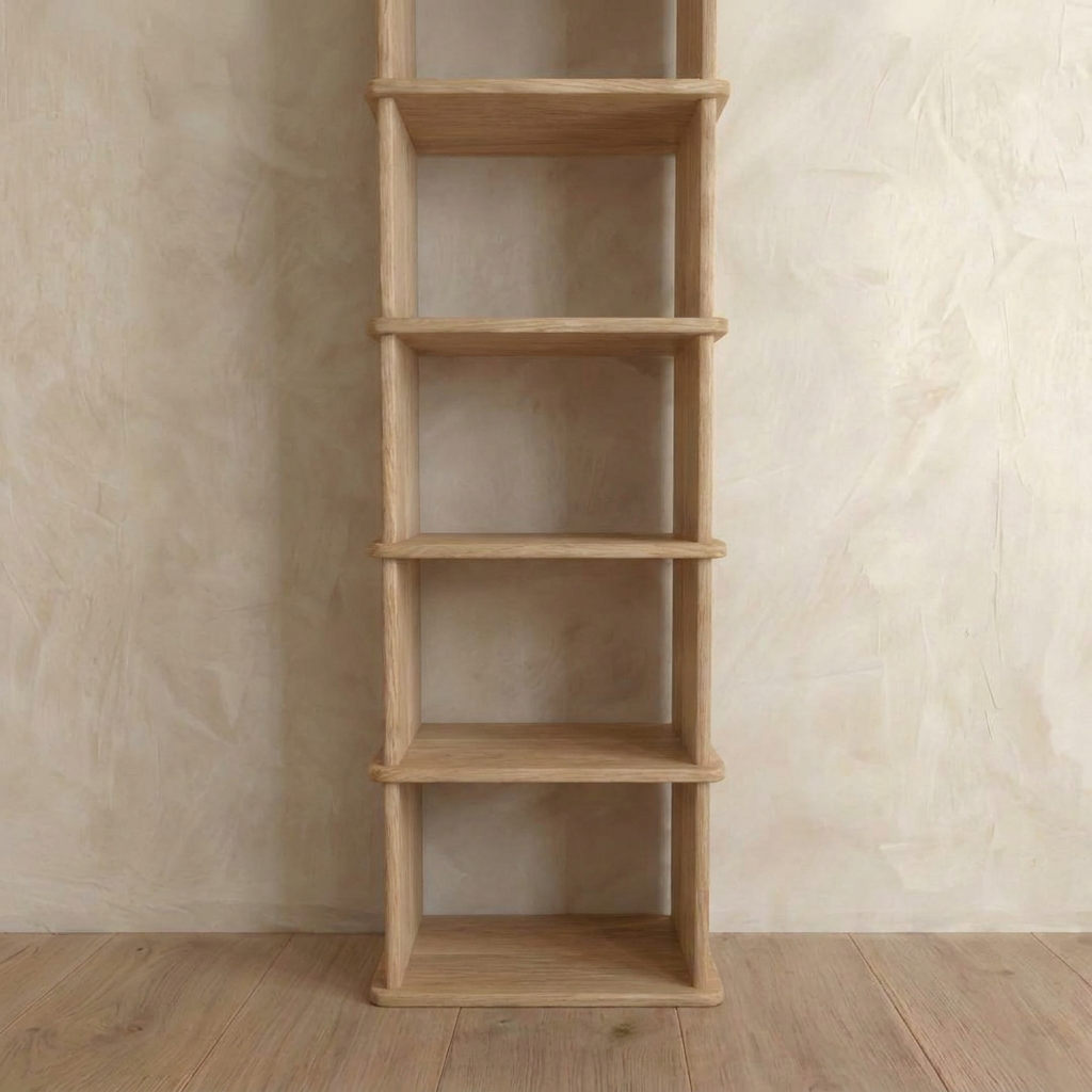 Bibliothèque étroite en chêne blanc