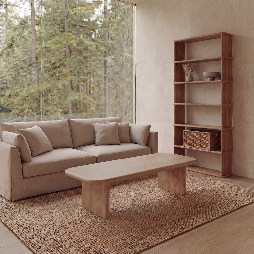 Bibliothèque à 6 étagères en chêne rouge