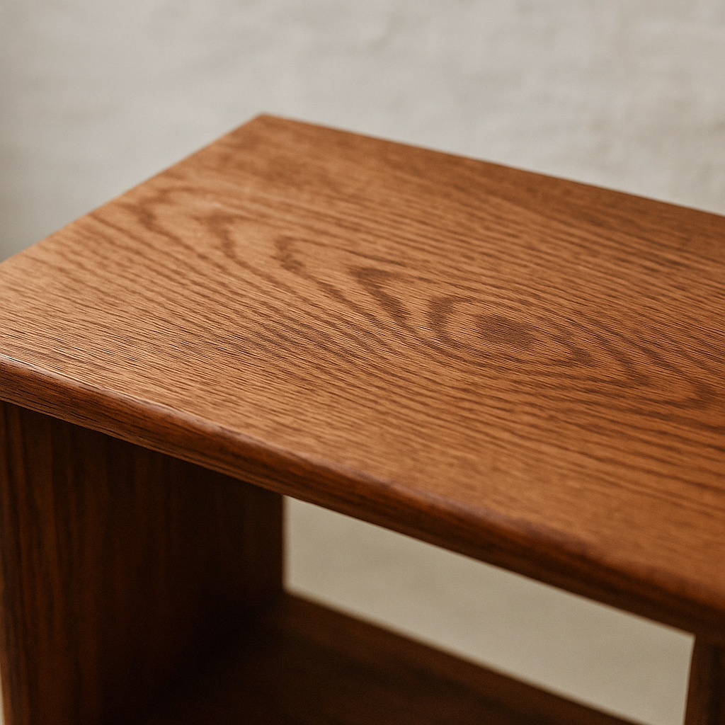 Console bookcase in red oak
