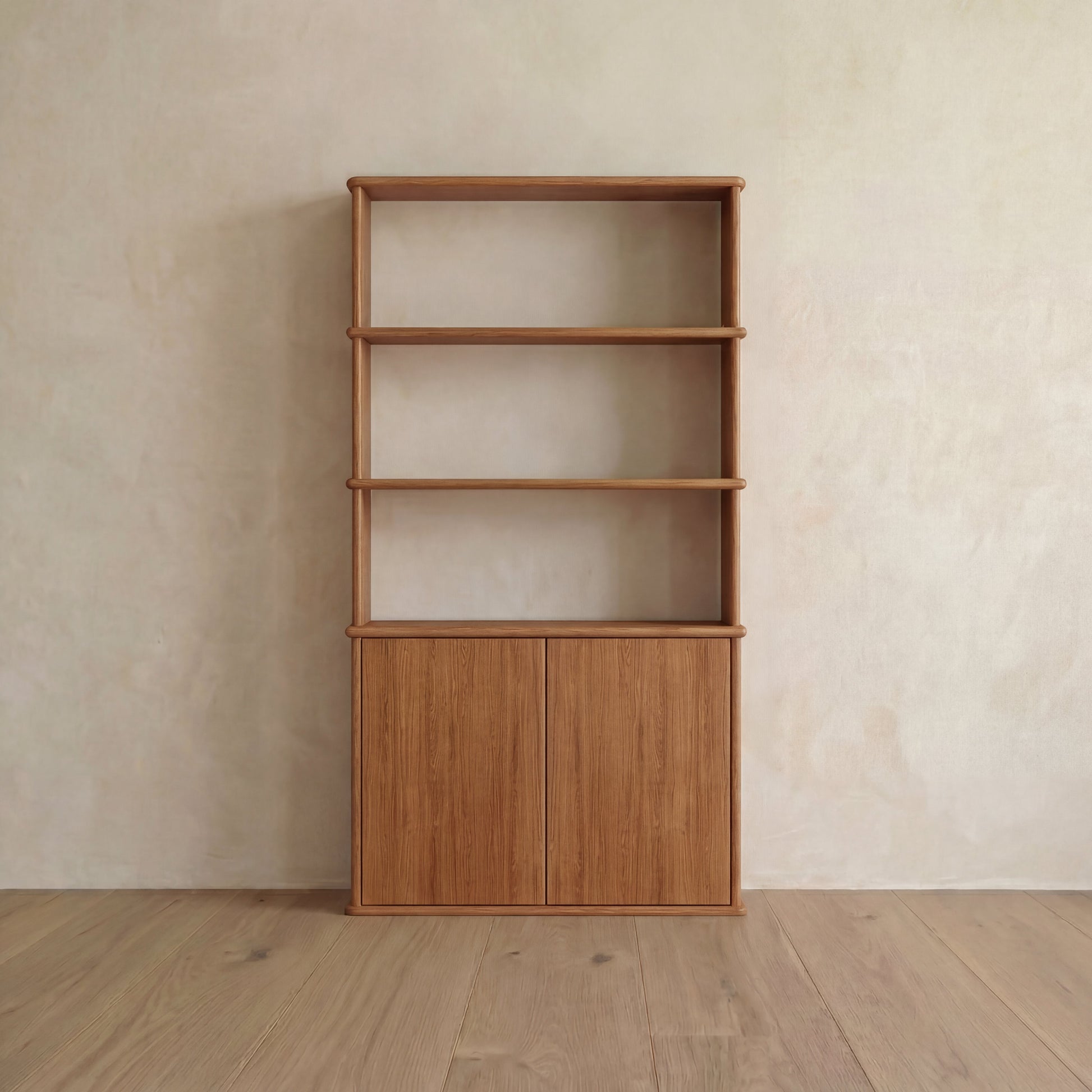 Cabinet bookshelf in red oak