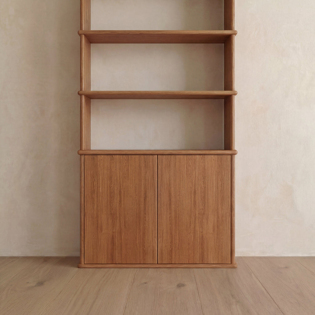 Cabinet bookshelf in red oak