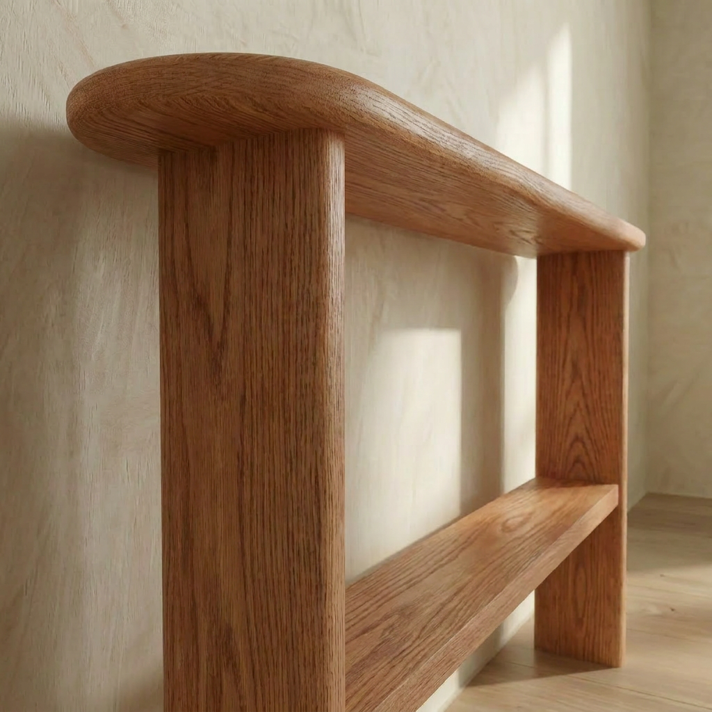 Console table with shelf in red oak