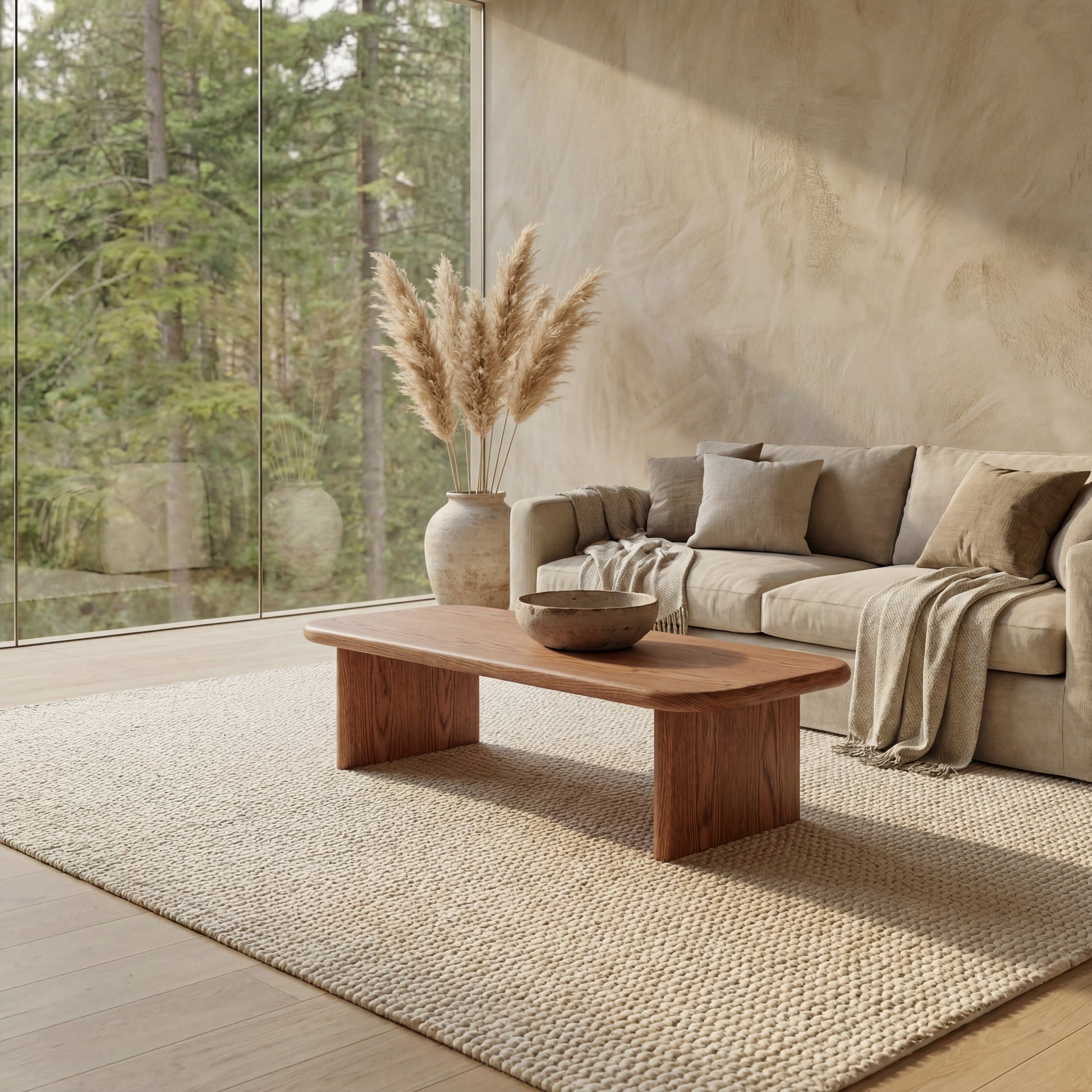 60 Inch Coffee Table in Red Oak