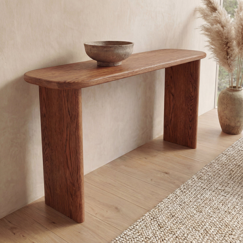 60 Inch Console Table in Red Oak
