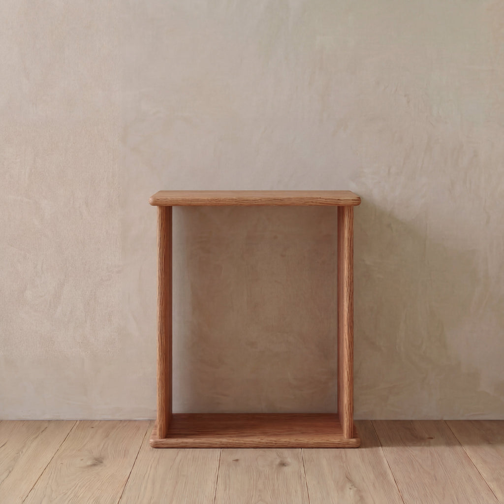 Side table in red oak