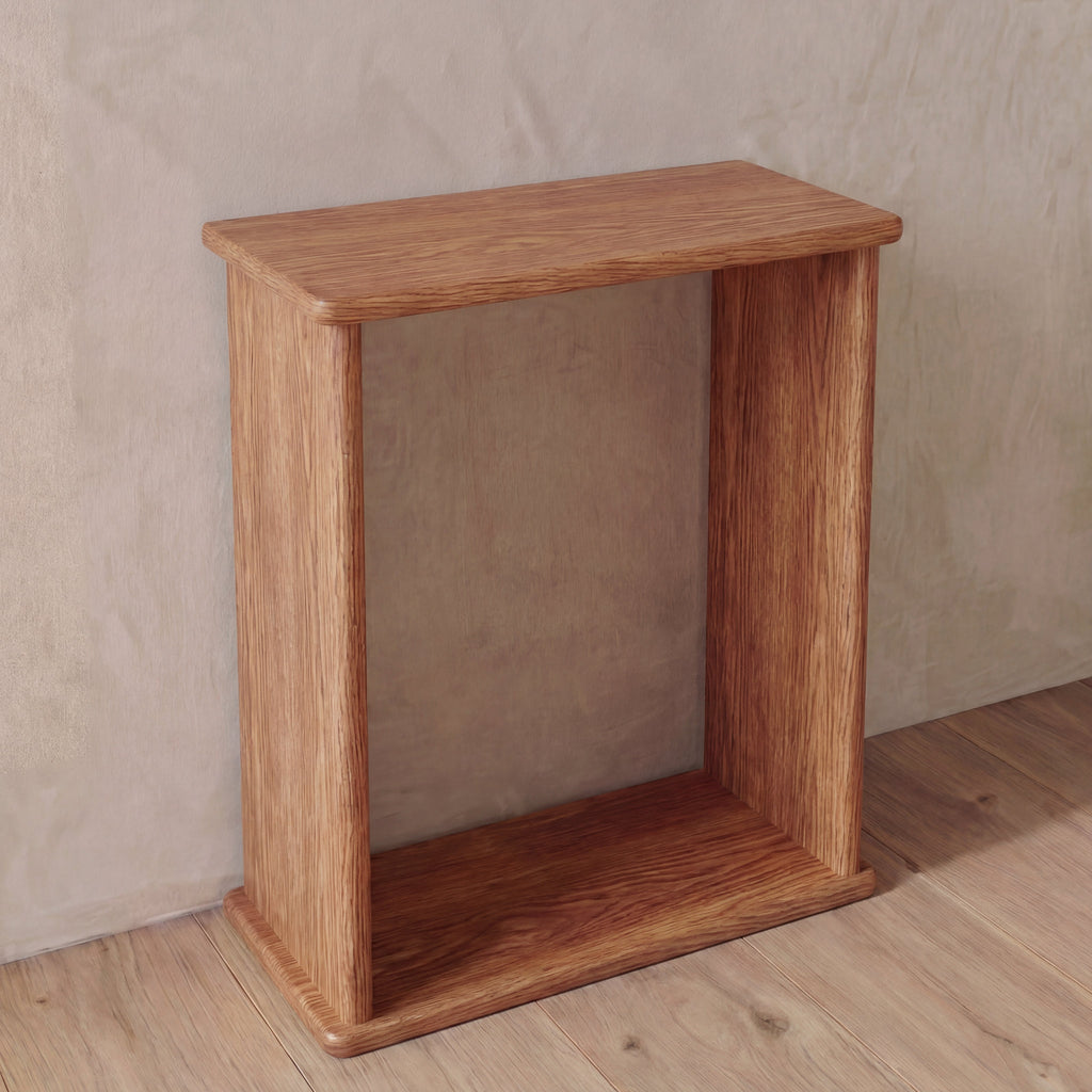 Side table in red oak