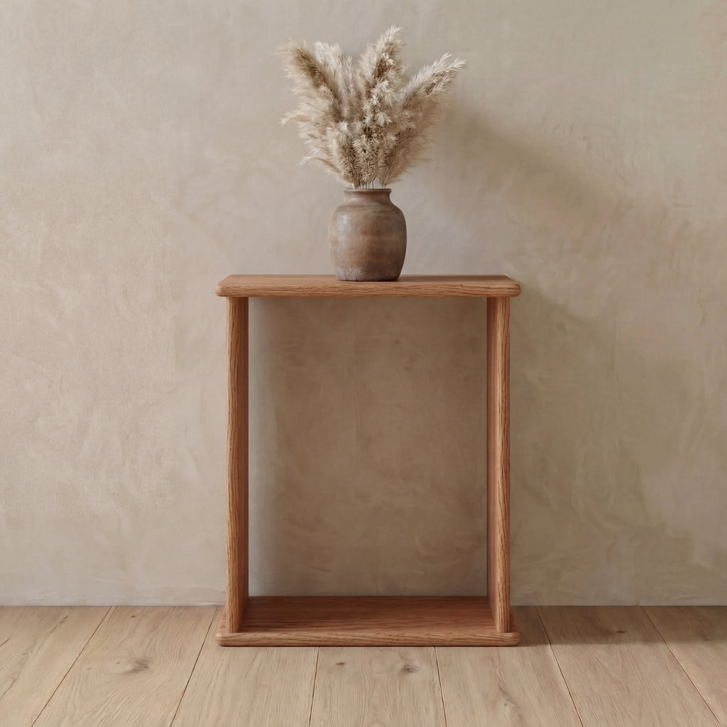 Side table in red oak