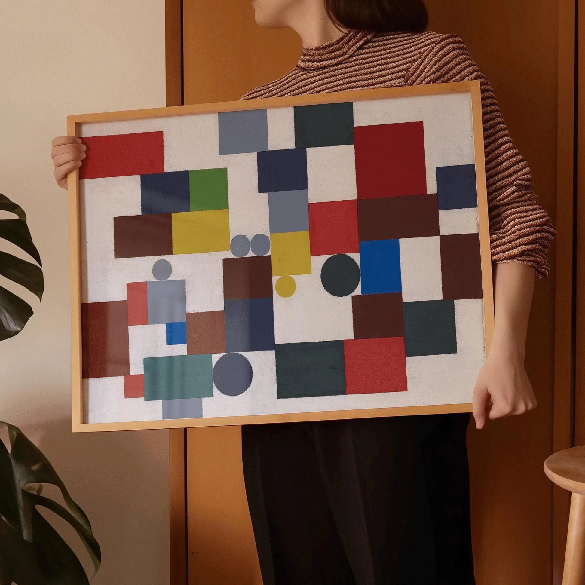Estampe Bauhaus de Sophie Taeuber-Arp : Art mural moderniste, option d'encadrement à la main