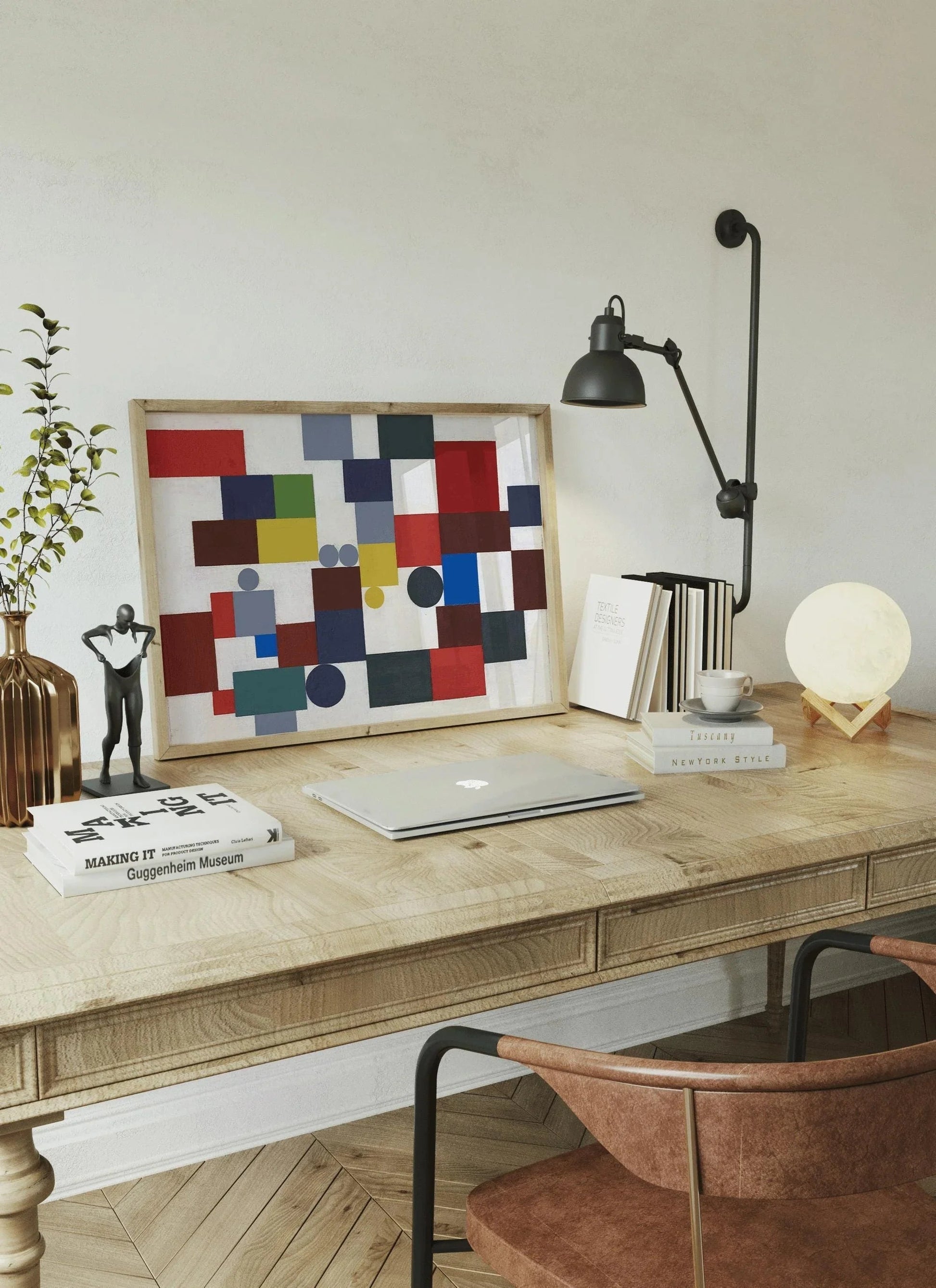 Estampe Bauhaus de Sophie Taeuber-Arp : Art mural moderniste, option d'encadrement à la main