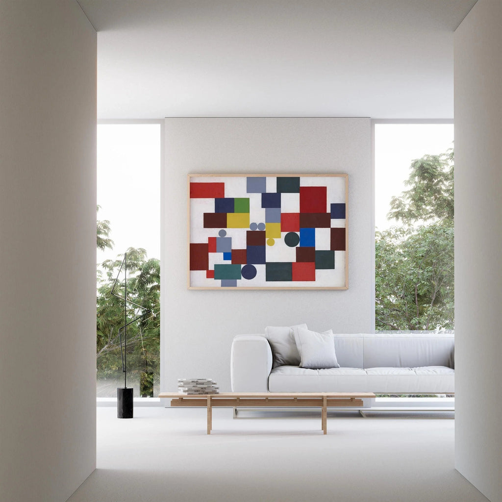 Estampe Bauhaus de Sophie Taeuber-Arp : Art mural moderniste, option d'encadrement à la main