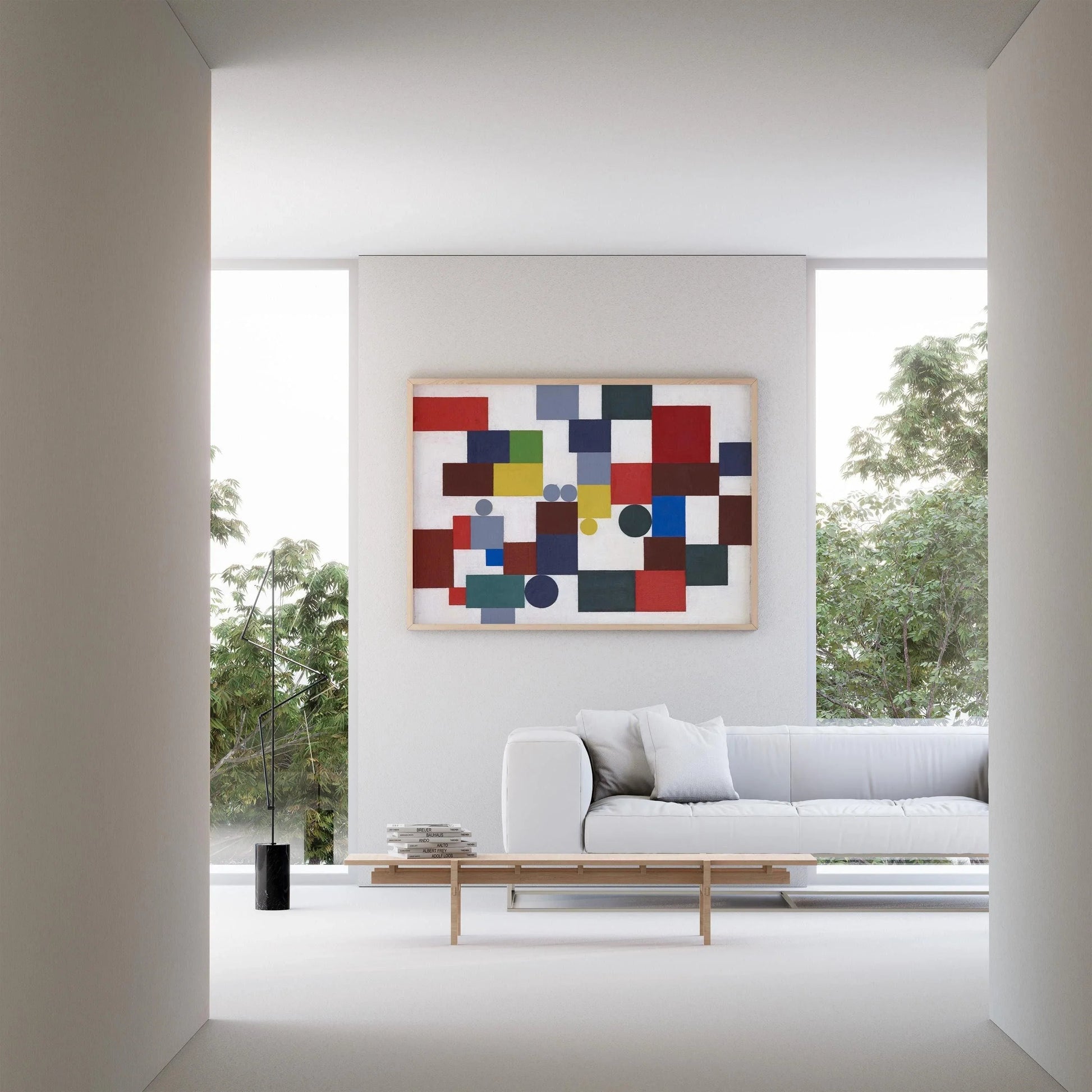 Estampe Bauhaus de Sophie Taeuber-Arp : Art mural moderniste, option d'encadrement à la main