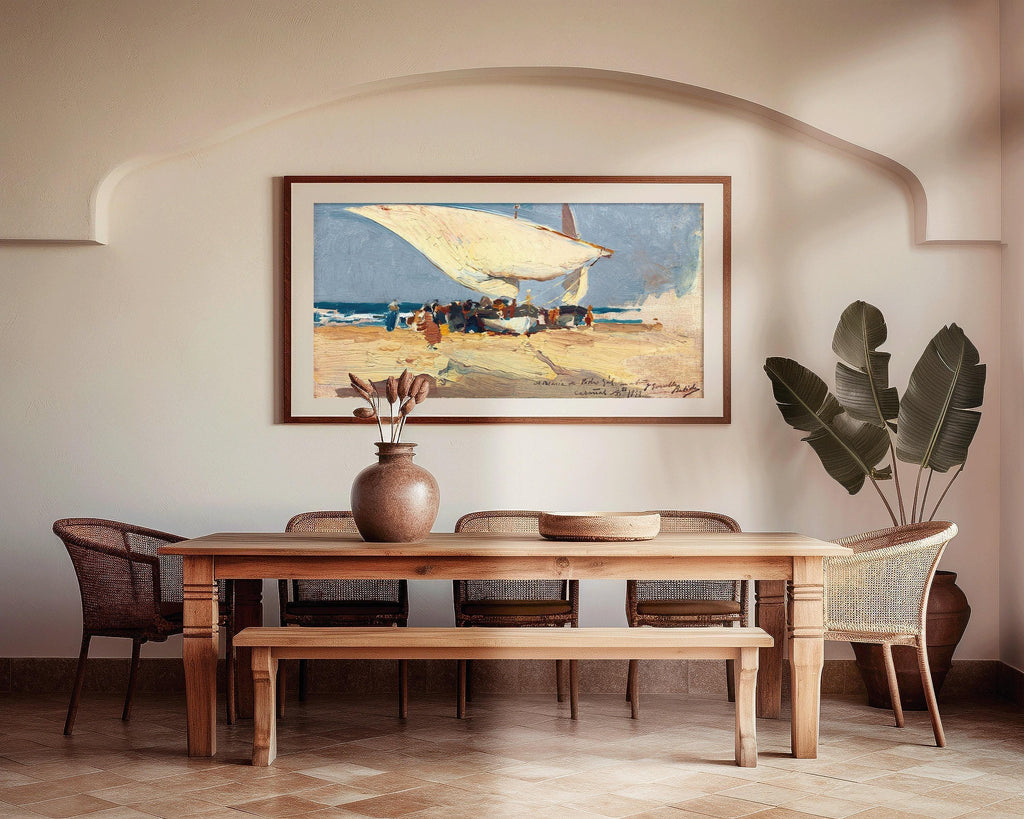 Estampe Sorolla Valencia Beach : Paysage marin impressionniste (2x1) (Encadrée ou non encadrée)