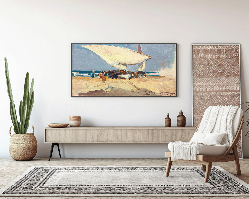 Estampe Sorolla Valencia Beach : Paysage marin impressionniste (2x1) (Encadrée ou non encadrée)