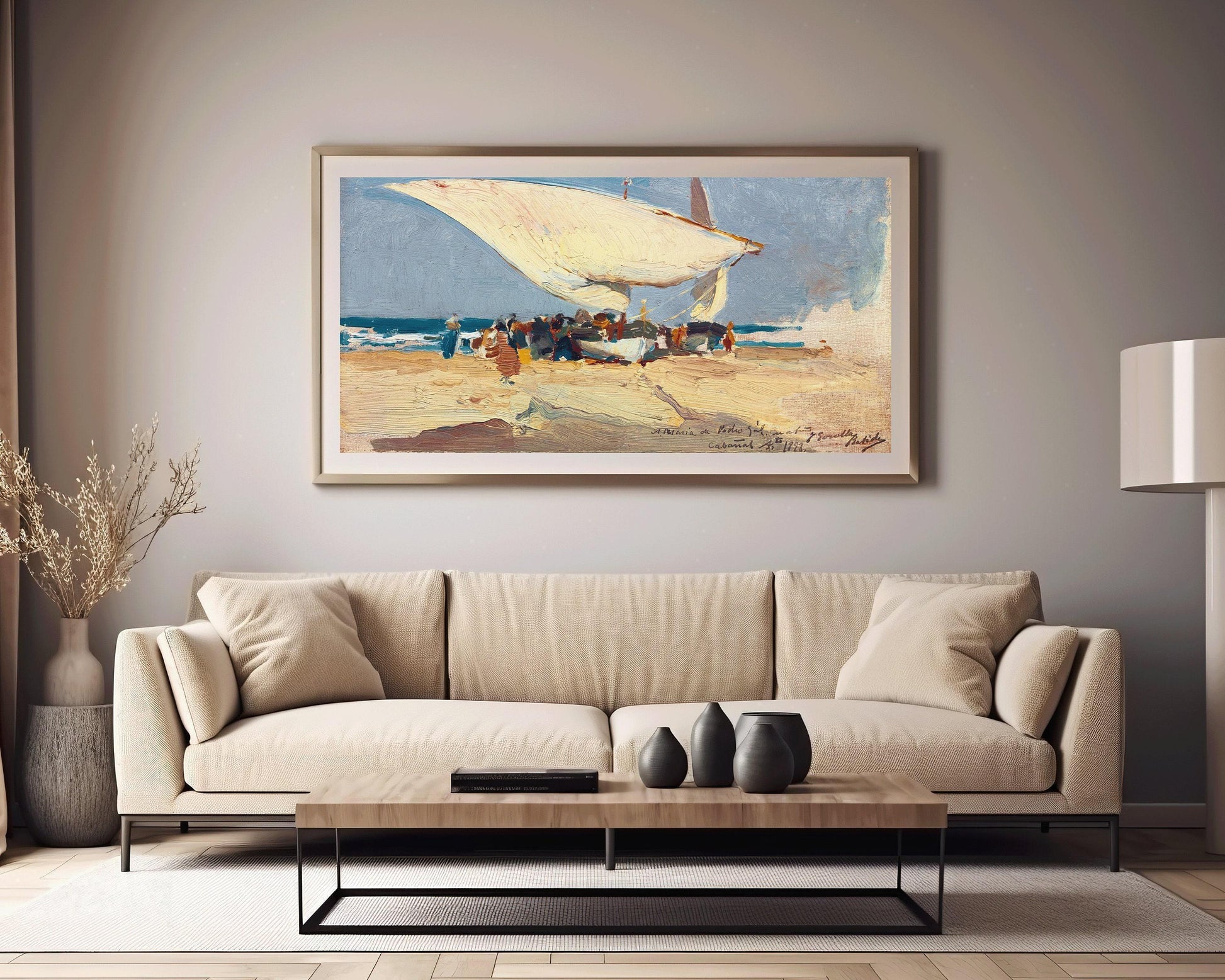 Estampe Sorolla Valencia Beach : Paysage marin impressionniste (2x1) (Encadrée ou non encadrée)