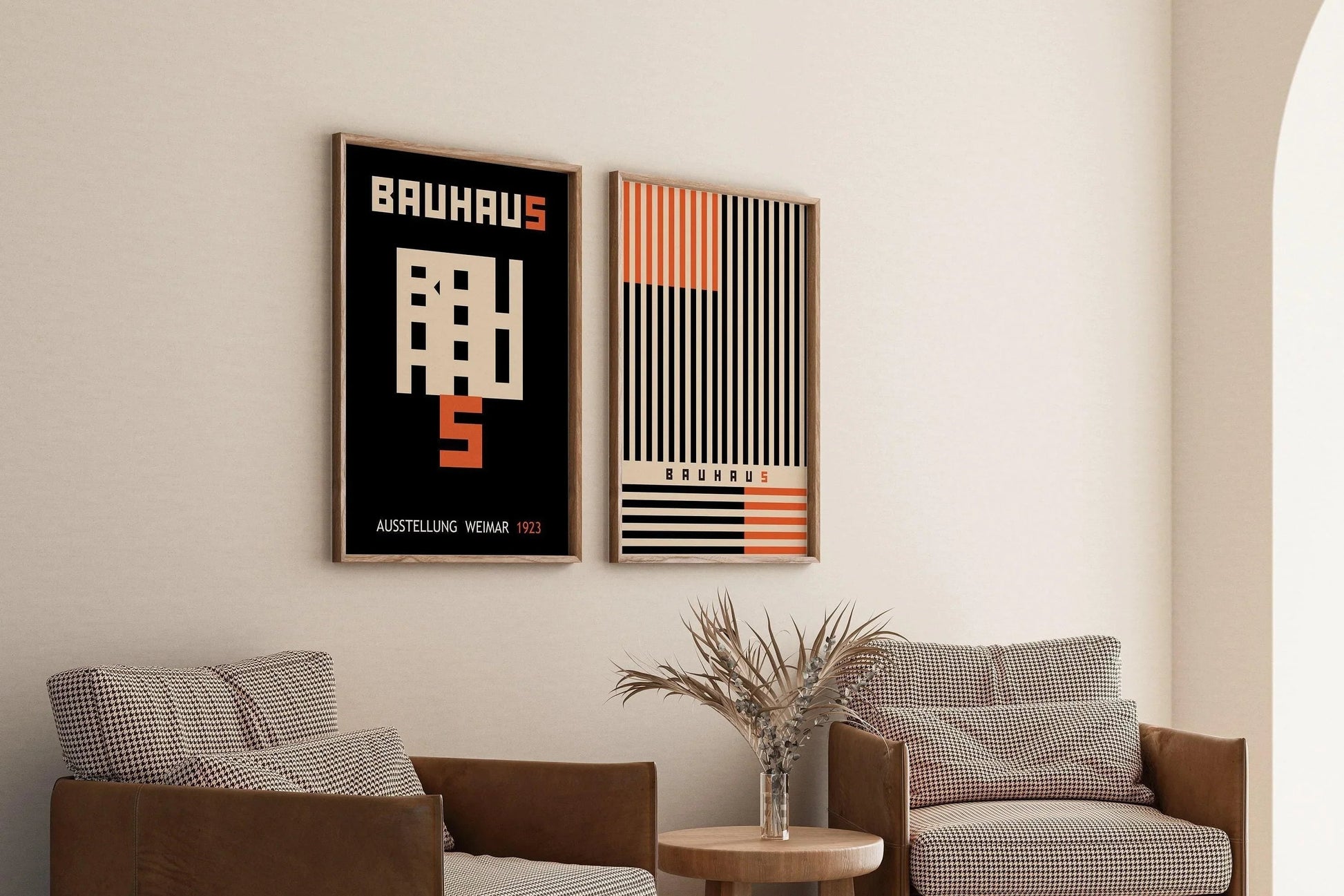 STATEMENT DUO Black and Orange Bauhaus |   | Mid-Century Modern Art Print Posters | available framed