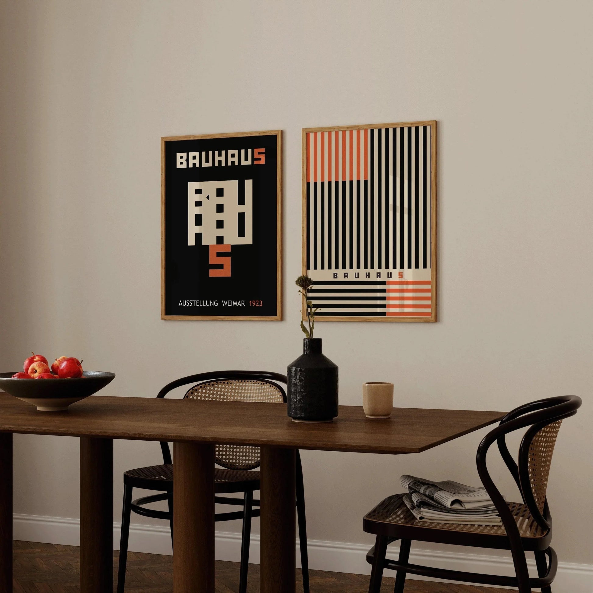 STATEMENT DUO Black and Orange Bauhaus |   | Mid-Century Modern Art Print Posters | available framed