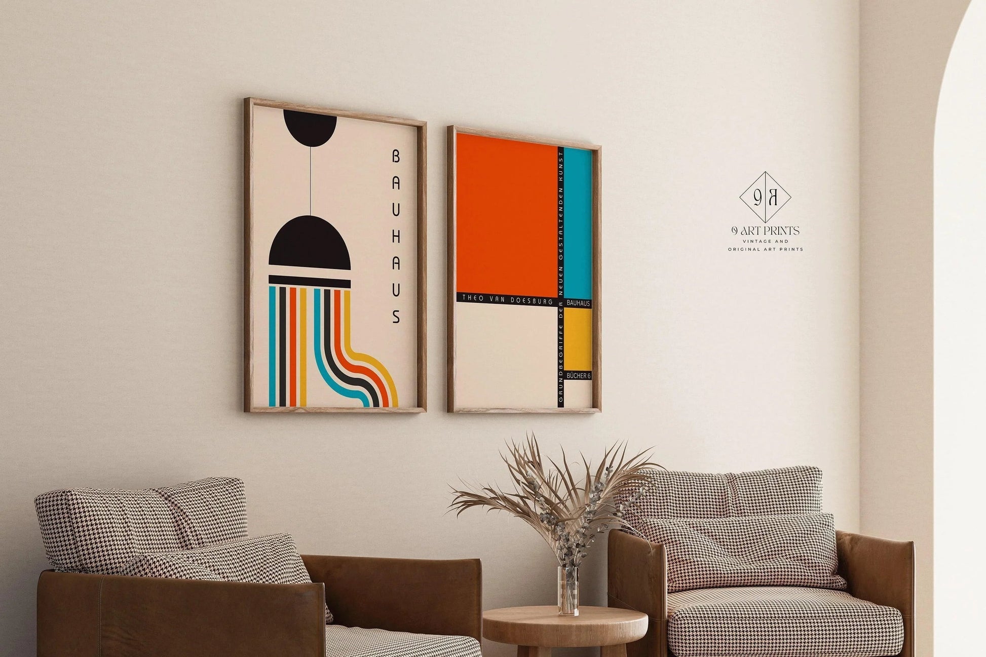 STATEMENT DUO Colourful Bauhaus |  | Mid-Century Modern Art Print Posters | available framed