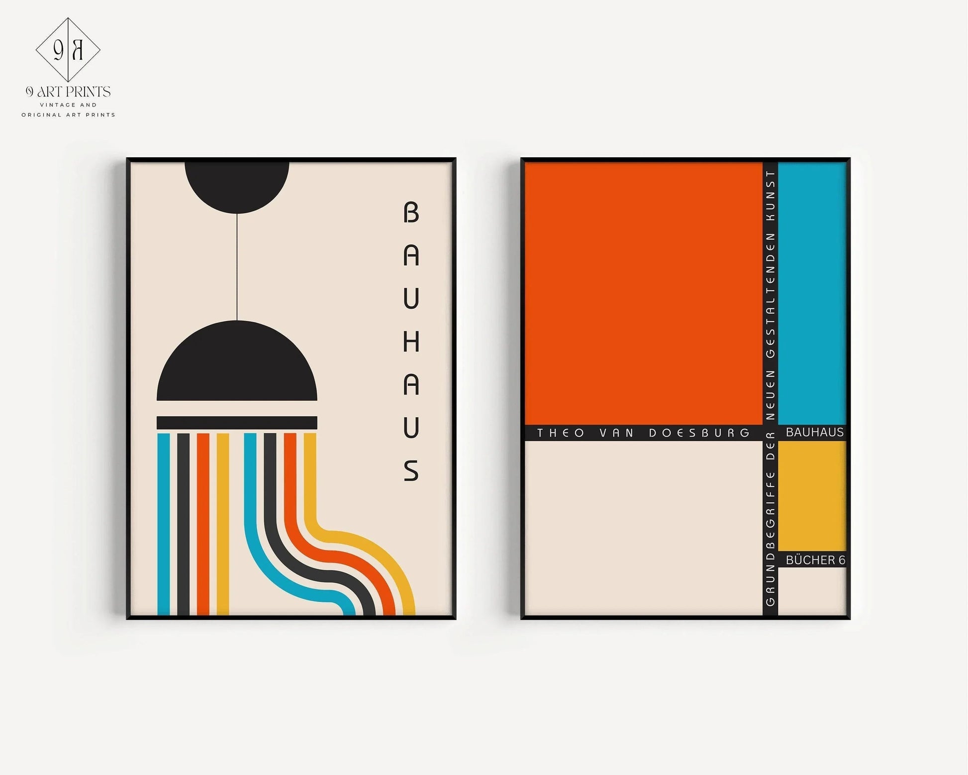 STATEMENT DUO Colourful Bauhaus |  | Mid-Century Modern Art Print Posters | available framed