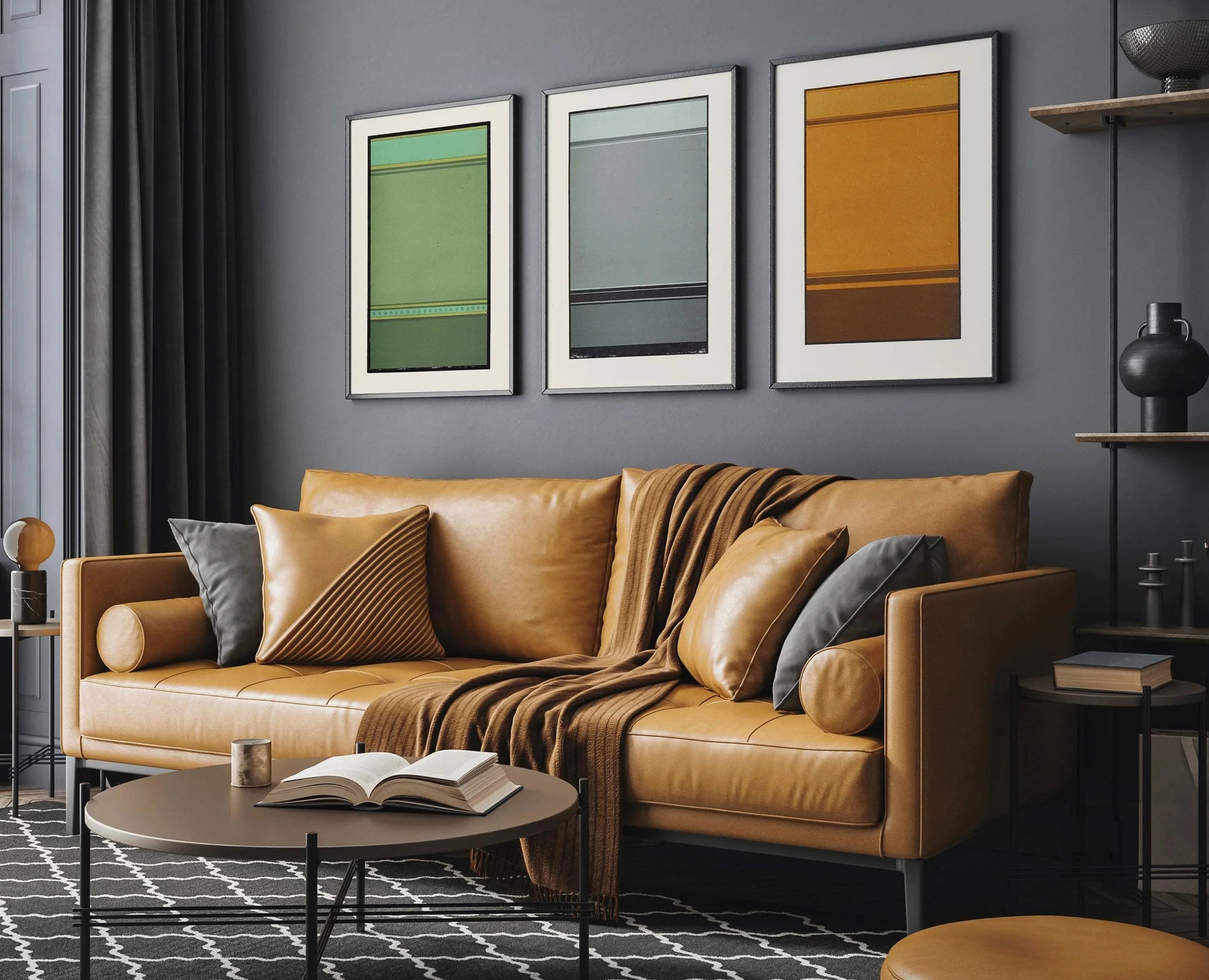 TRIO D'ART ABSOLU | Harmonie des lignes brisées | James Ward | Art moderne minimaliste disponible encadré