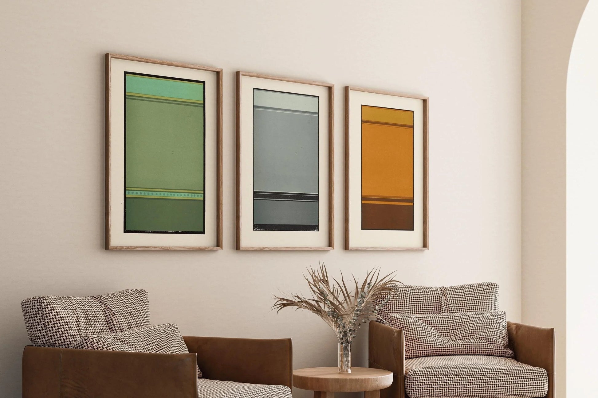 TRIO D'ART ABSOLU | Harmonie des lignes brisées | James Ward | Art moderne minimaliste disponible encadré