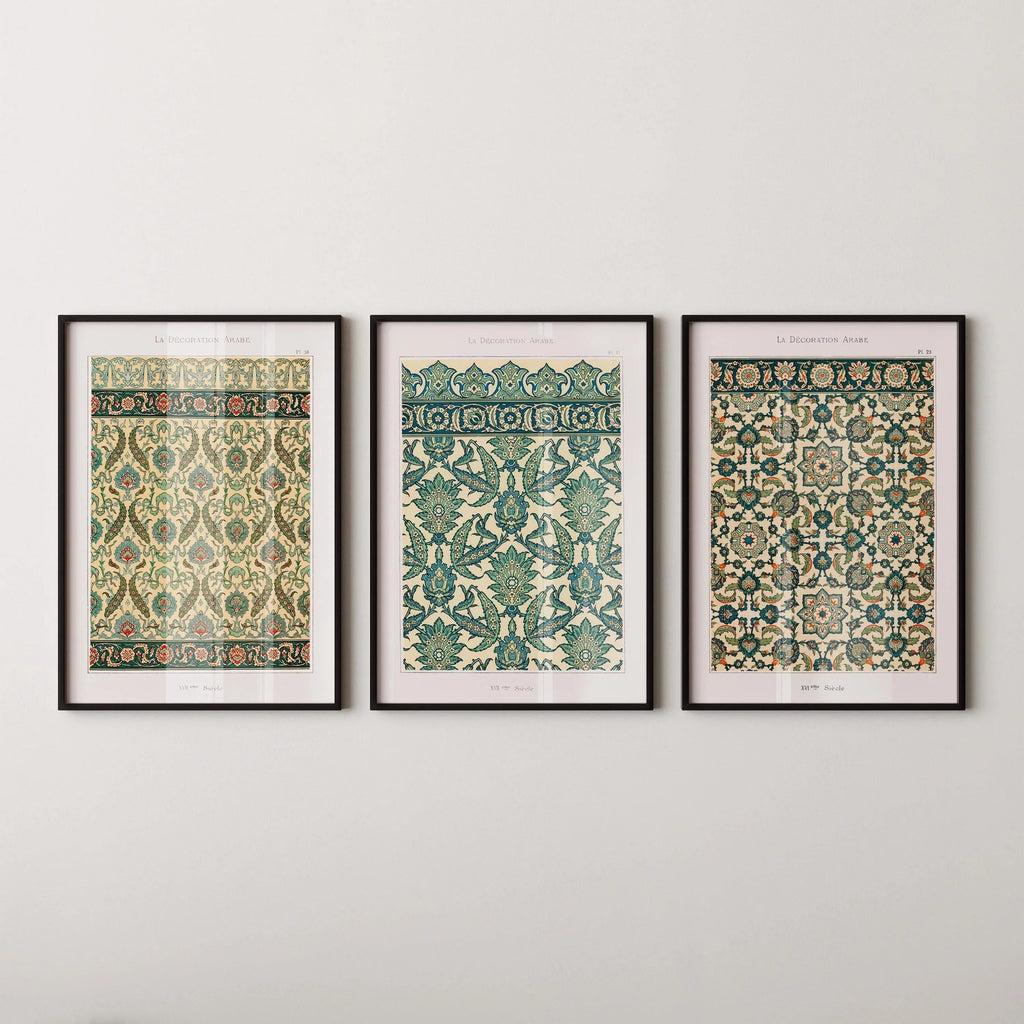 STATEMENT TRIO Arabian Patterns - Emille Prisses D'Avennes |  | Vintage Islamic Persian Pattern Art available framed
