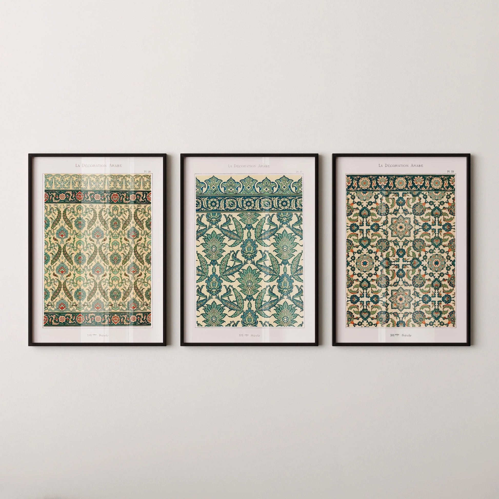 STATEMENT TRIO Arabian Patterns - Emille Prisses D'Avennes |  | Vintage Islamic Persian Pattern Art available framed