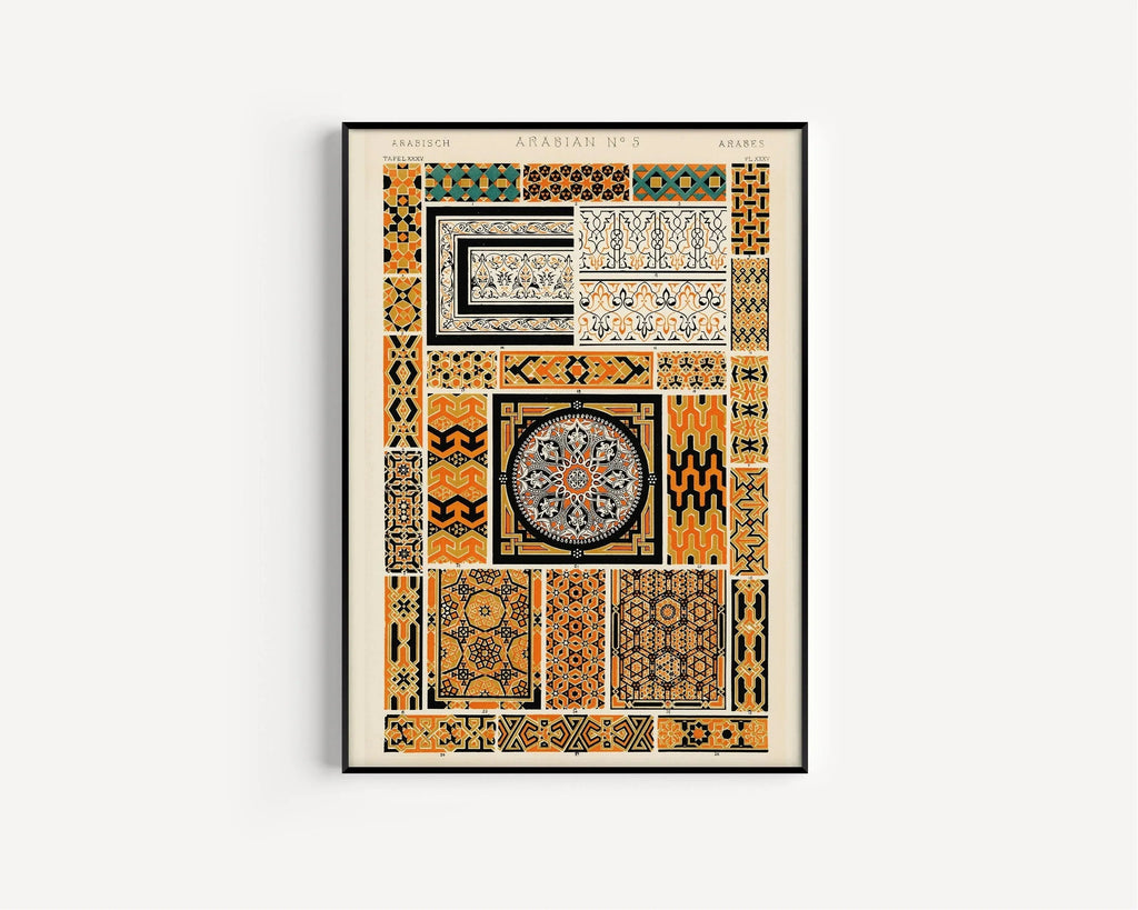 TRIO DE TABLEAUX Owen Jones | Motifs vintage pompéiens, arabes et chinois disponibles encadrés