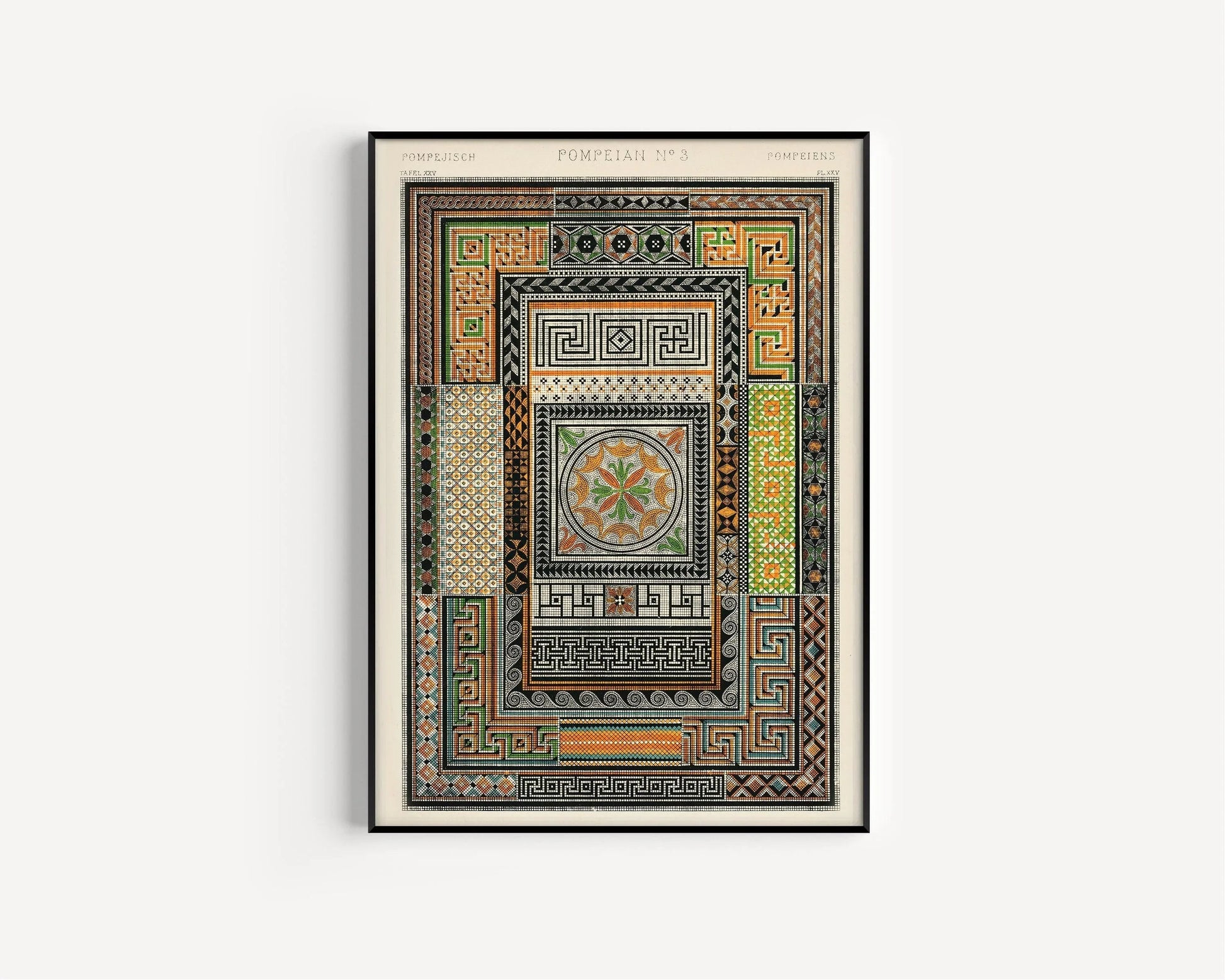 TRIO DE TABLEAUX Owen Jones | Motifs vintage pompéiens, arabes et chinois disponibles encadrés