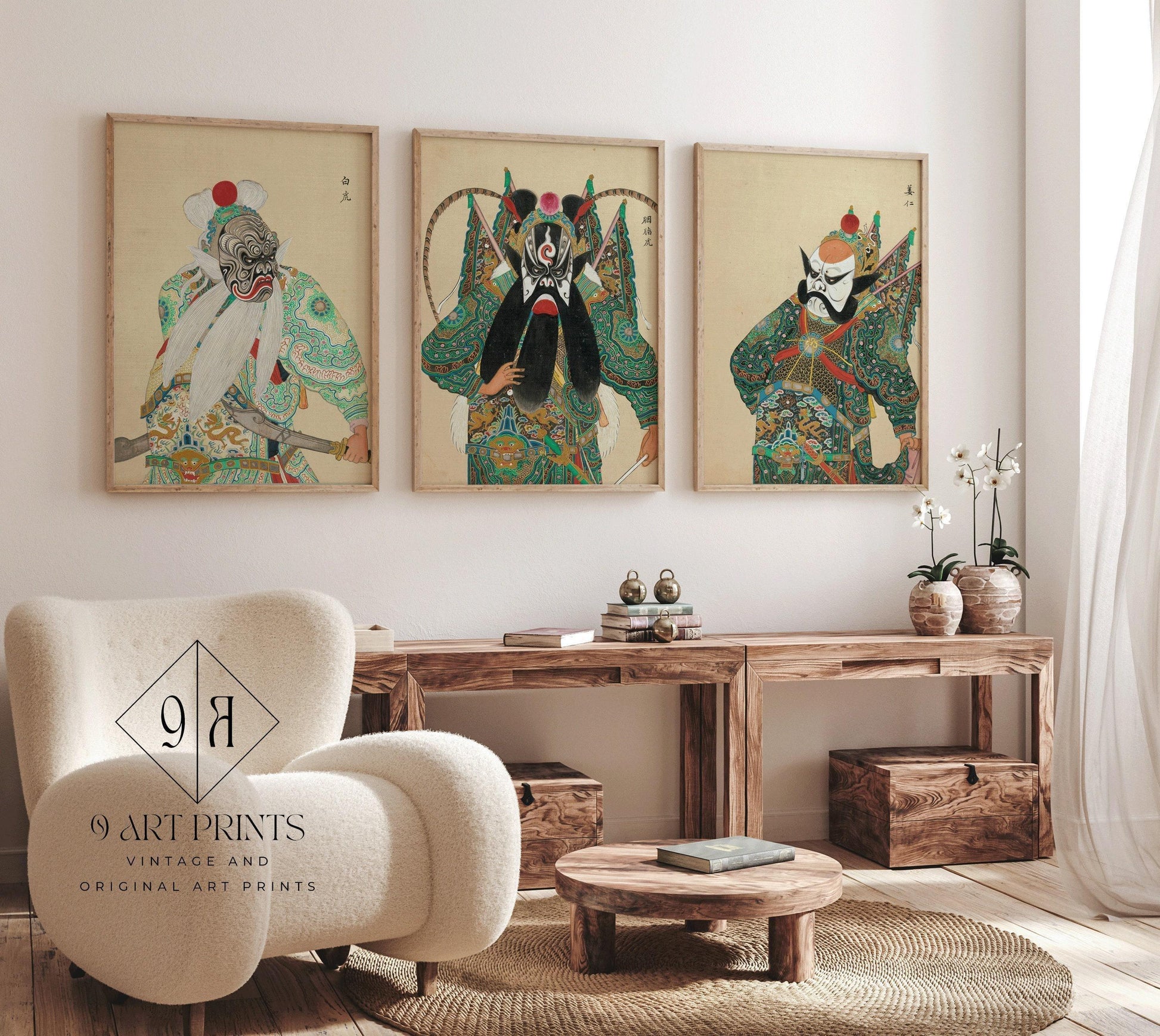 TRIO D'ART : Opéra de Pékin | Art classique chinois disponible encadré