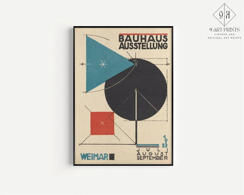 TRIO D'ŒUVRES Vintage Bauhaus | Estampes d'exposition du milieu du siècle | Disponibles encadrées ou non