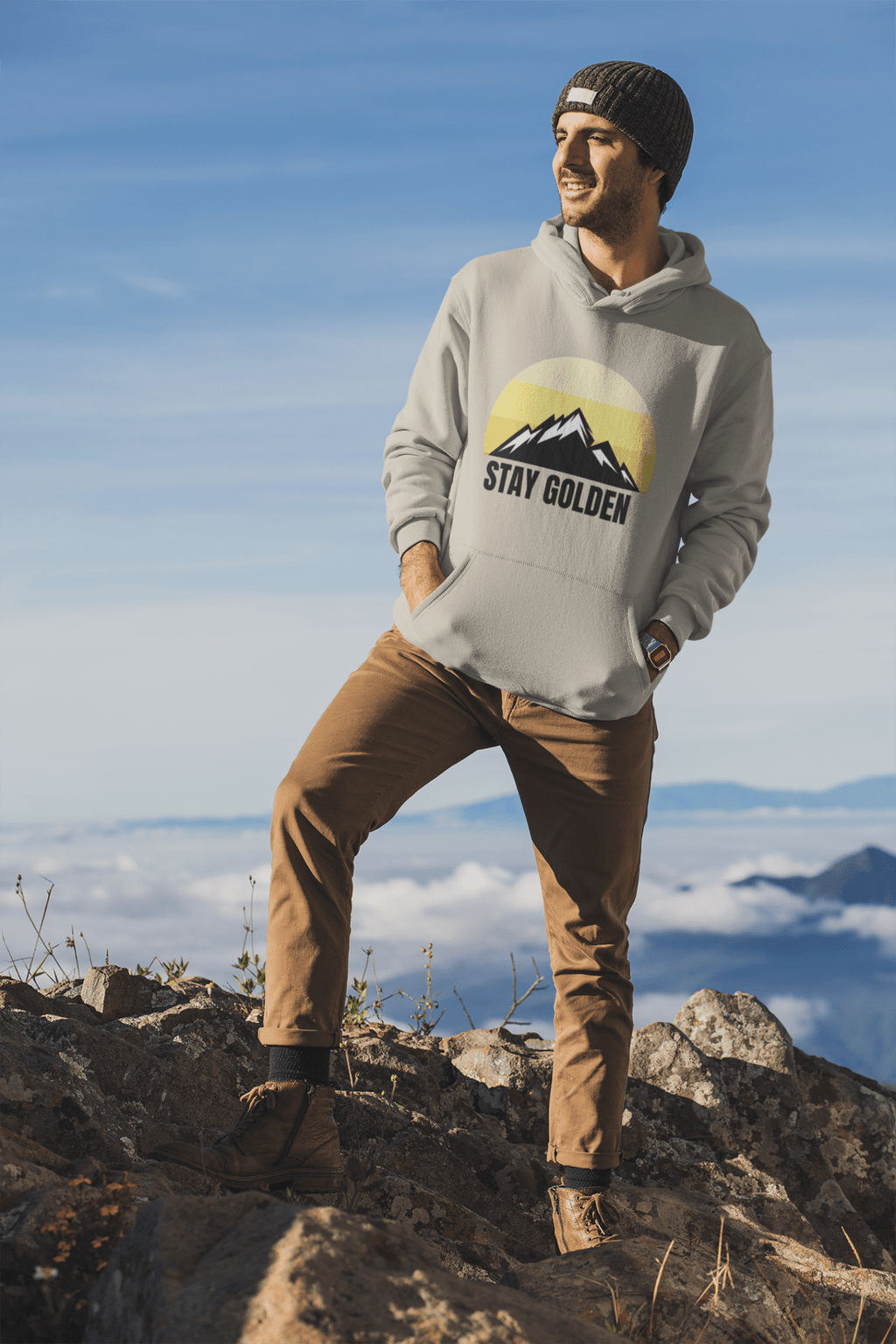 Stay Golden Mountain Hoodie- Lightweight Fleece