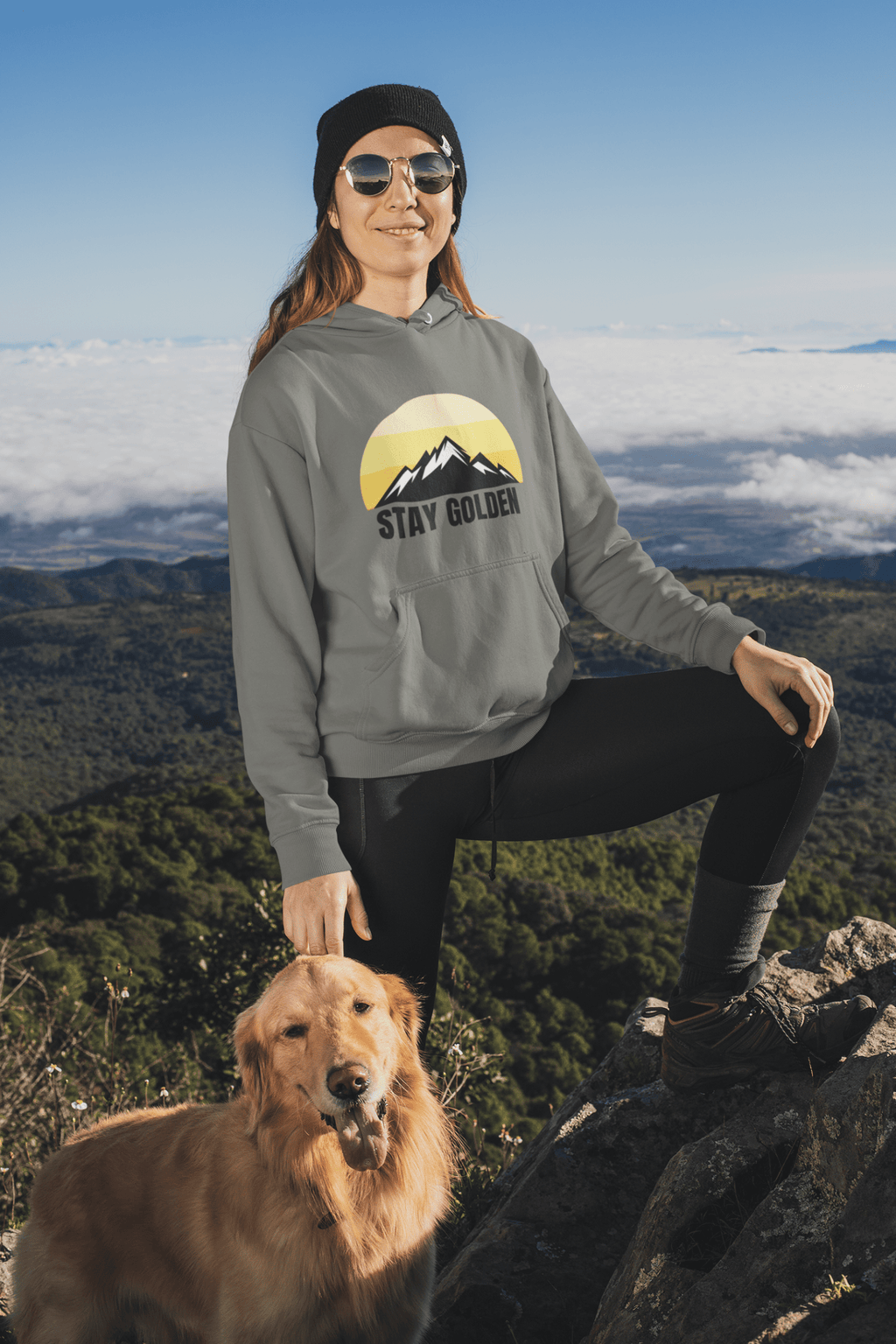 Stay Golden Mountain Hoodie- Lightweight Fleece