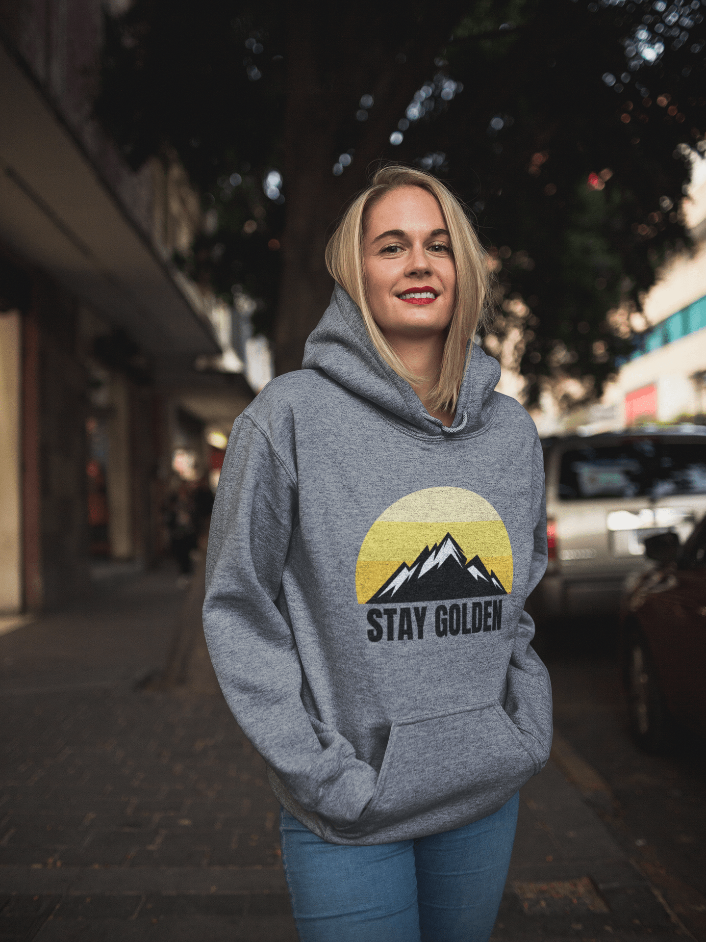 Stay Golden Mountain Hoodie- Lightweight Fleece