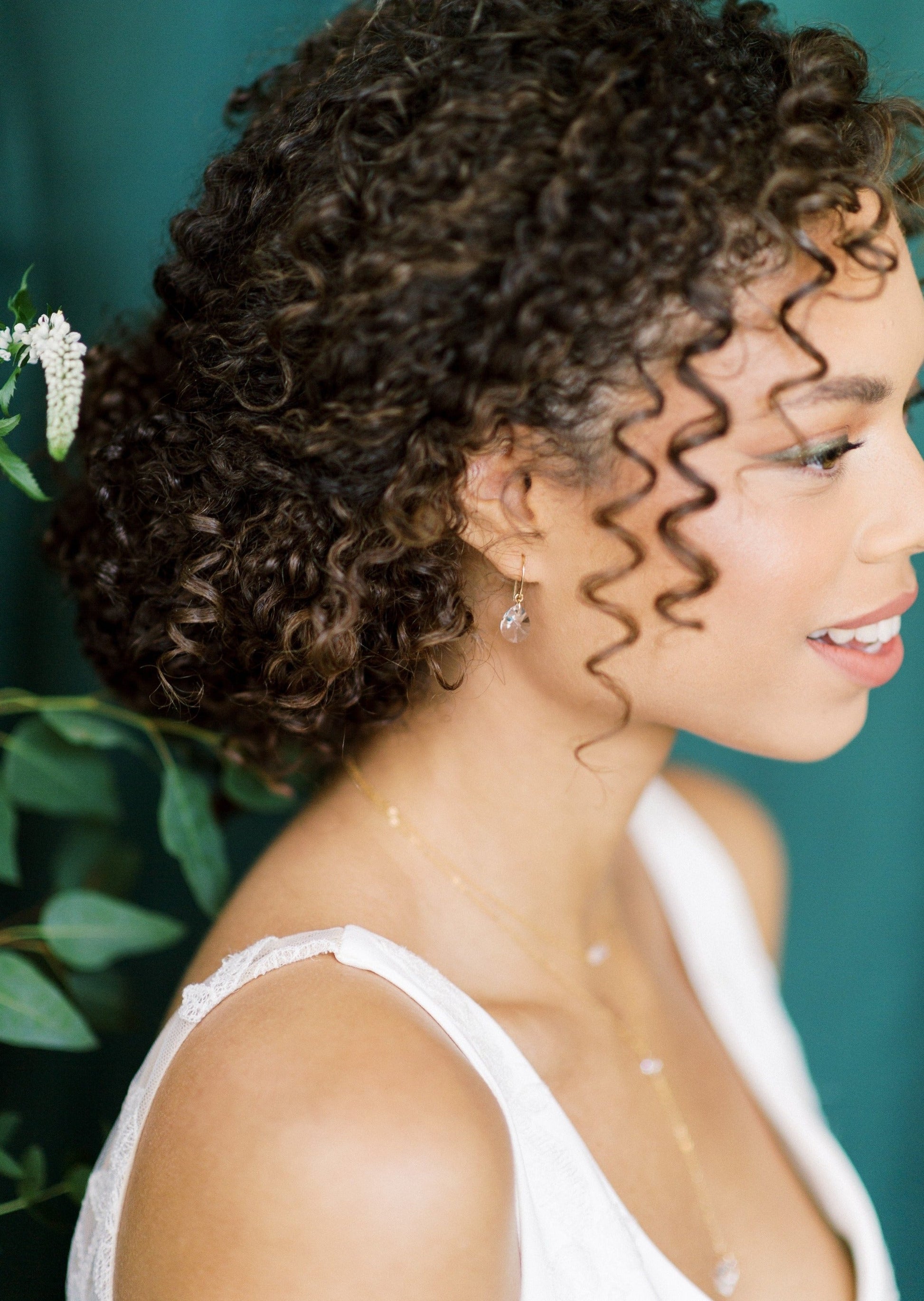 dainty sterling silver crystal earrings for bridesmaids gift