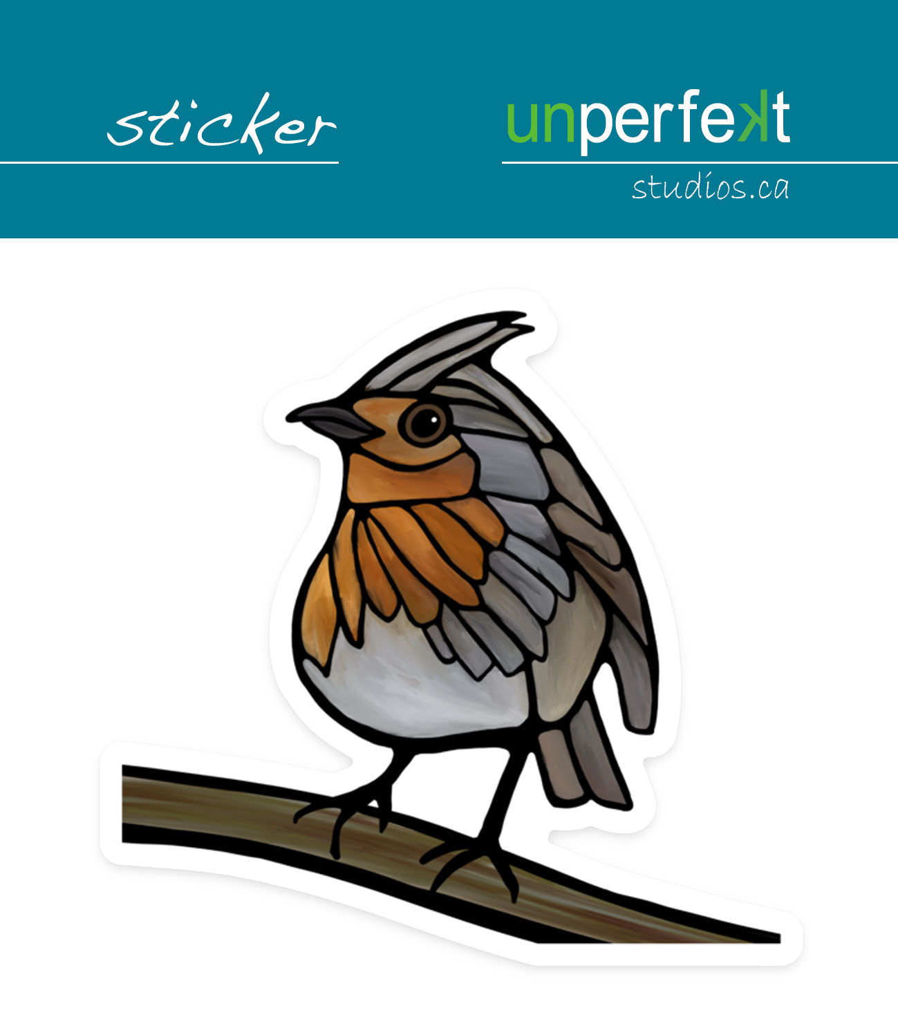 Autocollant vinyle - Rouge-gorge familier