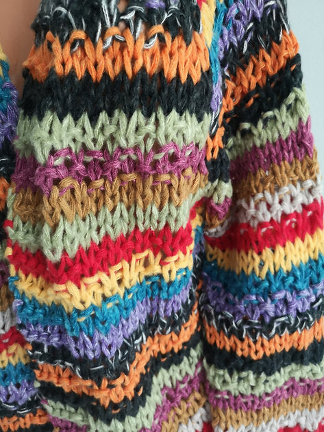 Multicolor Knit Stripes Cashmere Blend Cardigan